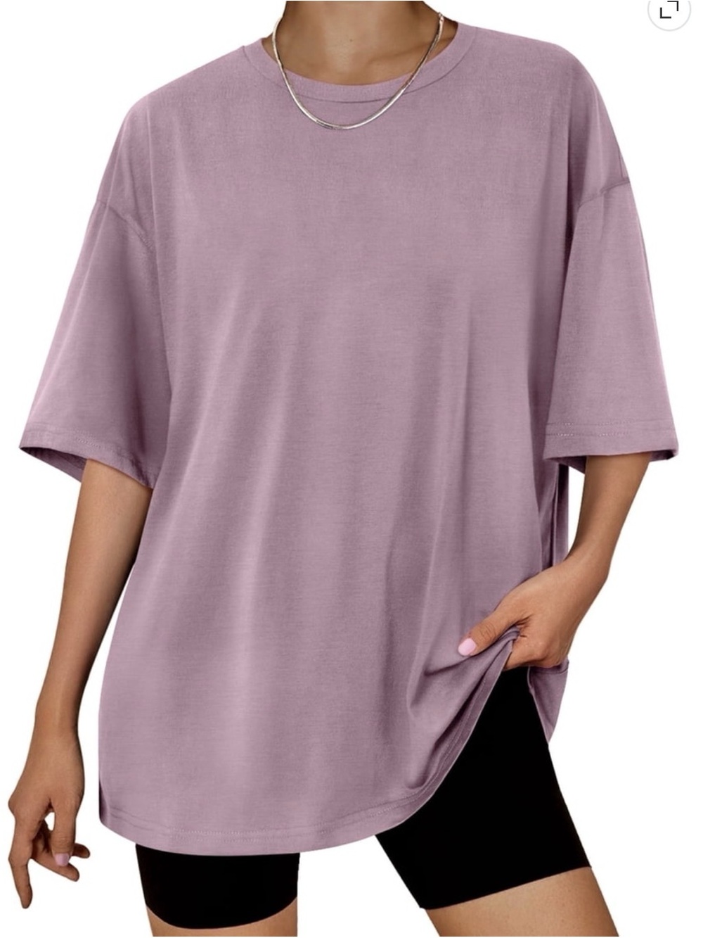Relaxed Short-Sleeve Crewneck Top - Dusty Lavender